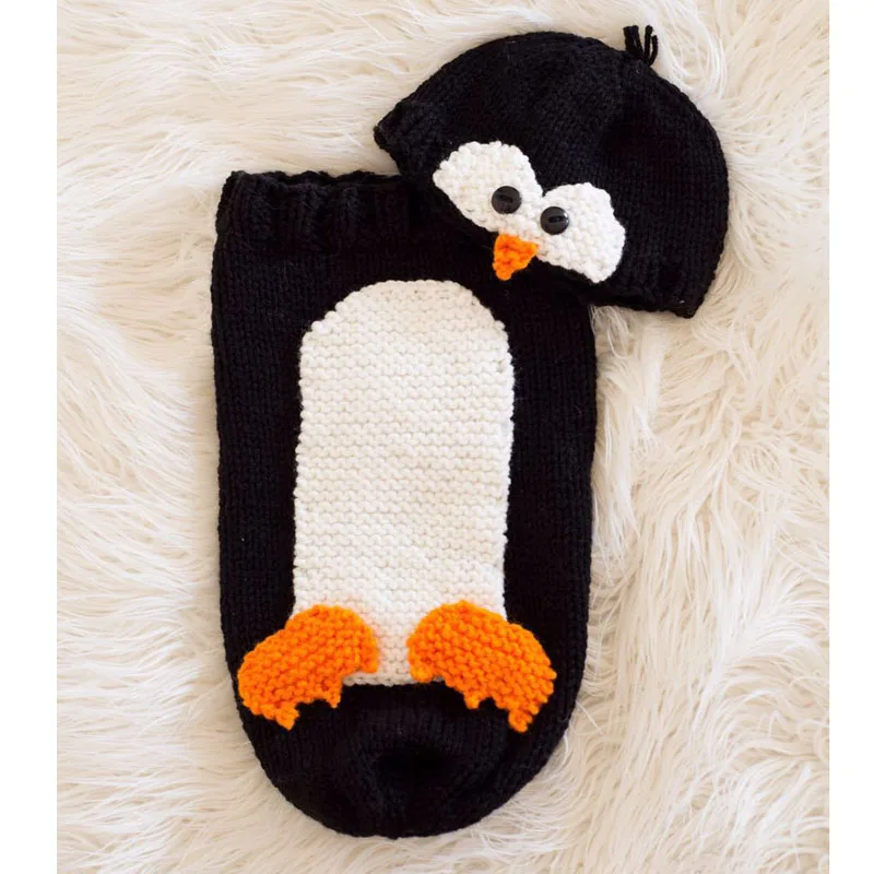 Handmade Newborn Penguin Costume Baby Girl Hat Crochet Photography Props Knit Fotografia Y | Детская одежда и обувь