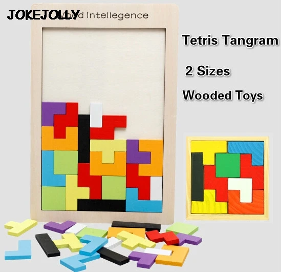 Красочные деревянные Tangram головоломки игрушки тетрис игра дошкольного волшебства интеллектуальная развивающая детская игрушка GYH