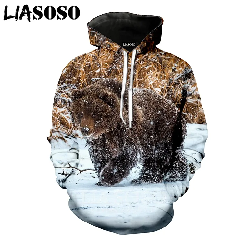 18 LIASOSO, новинка зимы, для мужчин и женщин, модная толстовка, 3D принт, животные, медведь, толстовки, длинный рукав, круглый вырез, топ, Harajuku, пуловер, B107-7 - Цвет: 18