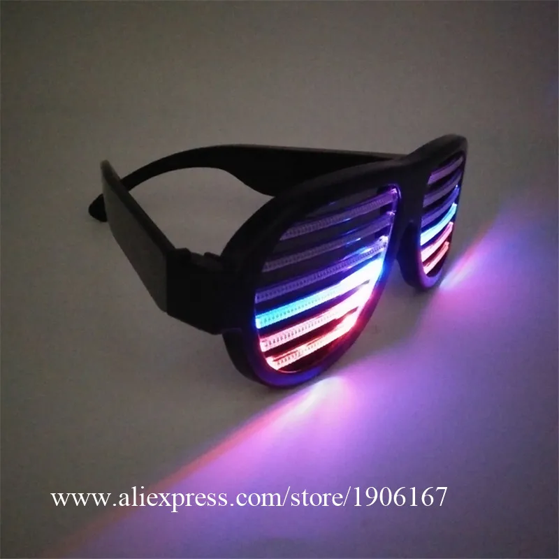 Цветные светодиодные светящиеся очки RGB для вечеринки мигающие с голосовым