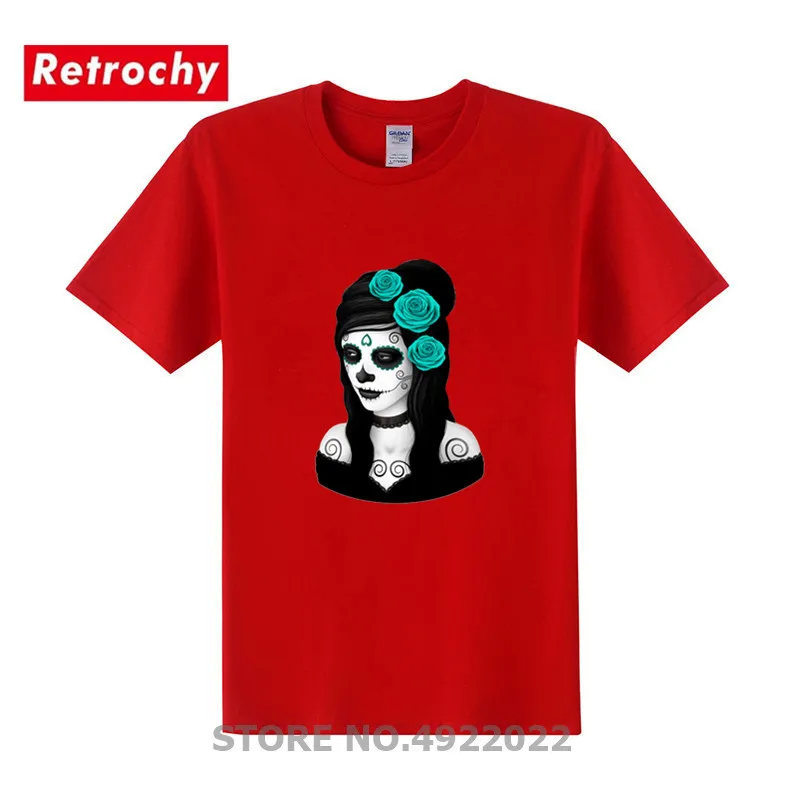 Футболка с надписью День мертвецов голубыми розами новинка 2019 топы в