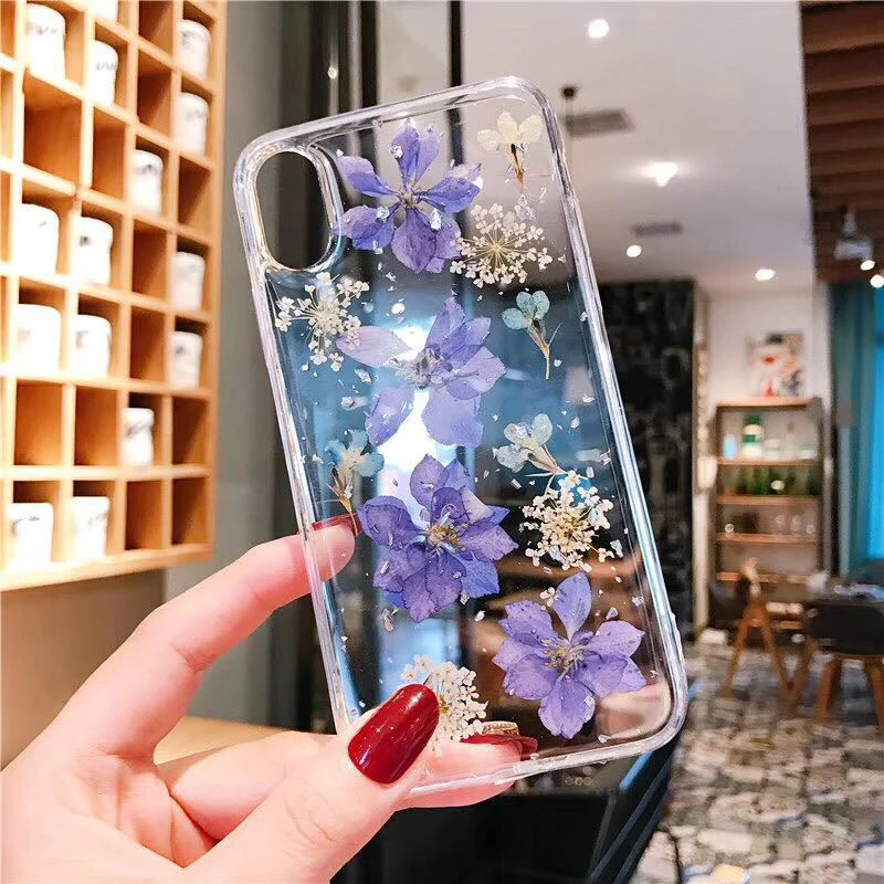 Настоящие цветы сушеные чехлы с цветочным принтом для IPhone X XS Max XR 6 6S 7 8 Plus Чехол