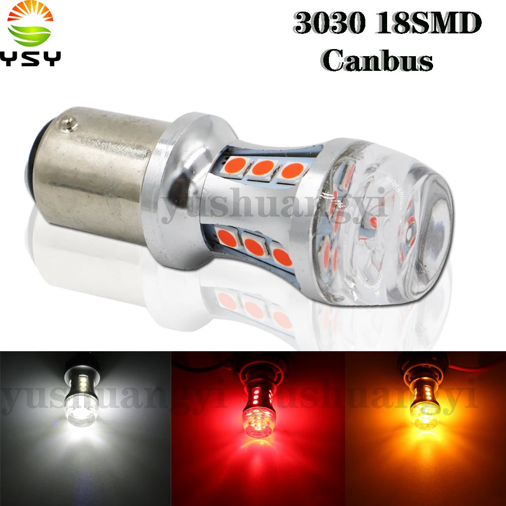 YSY 10x W21W светодиодный лампочка T20 7440 1156 BA15S 18SMD 3030 чип Автомобильный задний фонарь