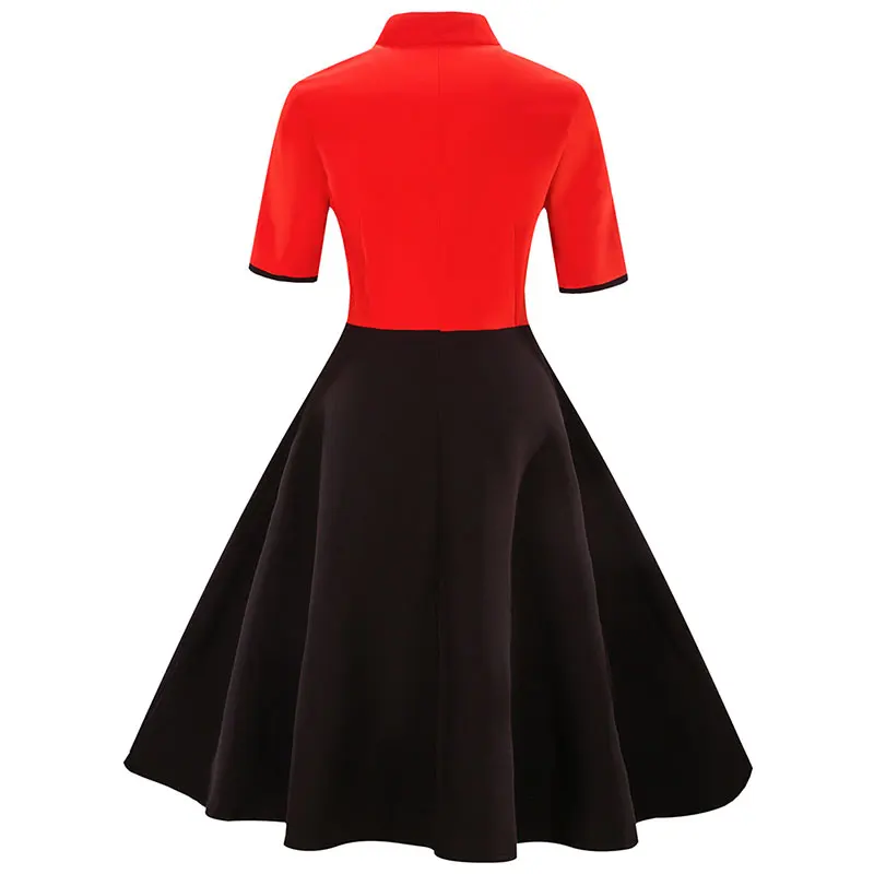 WLLW Для женщин Винтаж коктейльное свободное платье 1950 S короткий рукав Hollowed