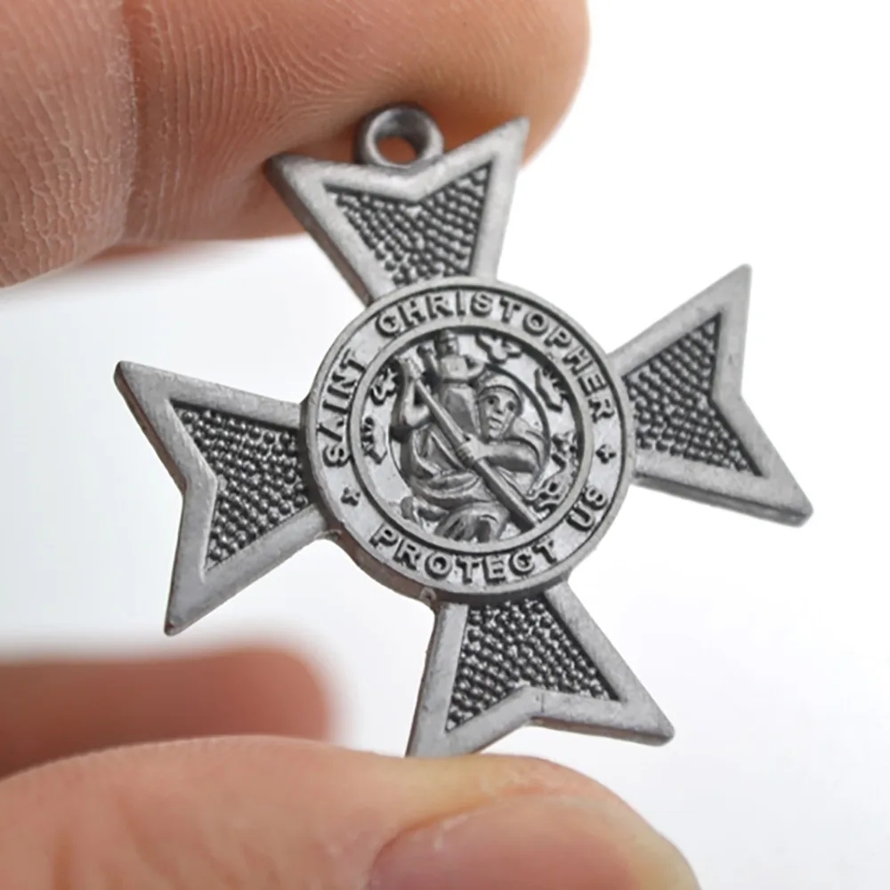 Women Men Necklace Pendant Archangel CHRISTOPHER Religious Amulet Protect US Charm Zinc Alloy Material Provide Dropshipping | Украшения и