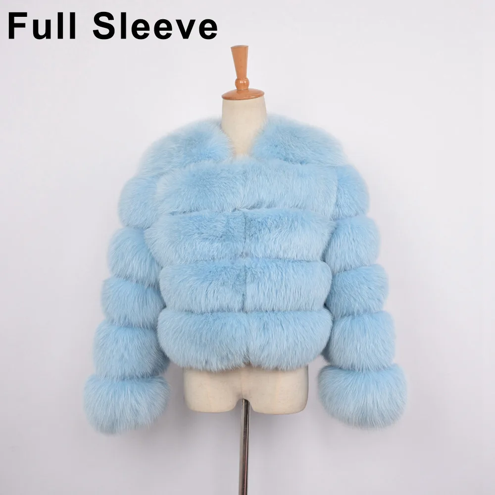 Light Blue Full Новое поступление, Женская Роскошная Шуба из натурального Лисьего меха, зимняя меховая куртка, верхняя одежда высшего качества S1797 - Цвет: Light Blue Full
