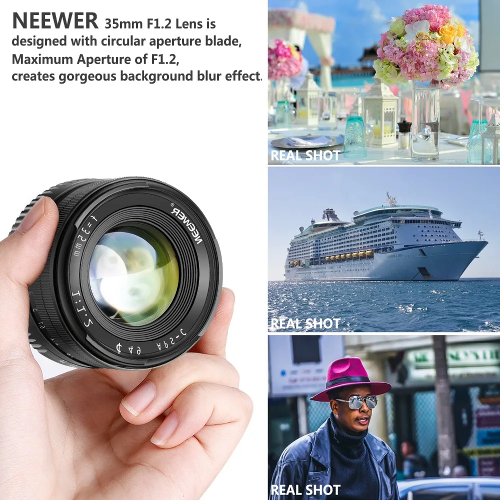 Neewer 35 мм F1.2 Большая диафрагма Prime APS-C алюминиевый объектив для sony E Mount беззеркальных камер A6500 A6300 A6100 A6000 A5100