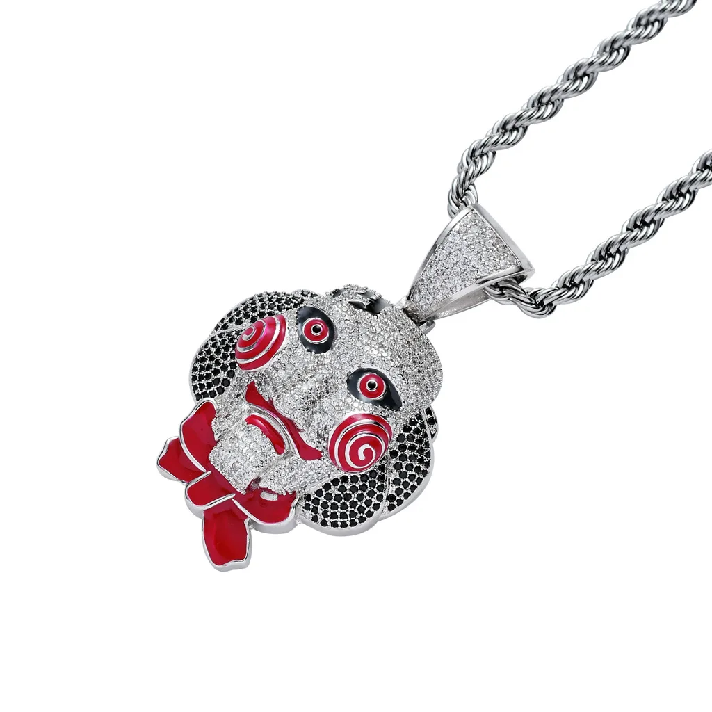 Bling bling CZ Ювелирные изделия 69 мультфильм голова кулон из кубического циркония ожерелье золото хип-хоп подарок ювелирные изделия