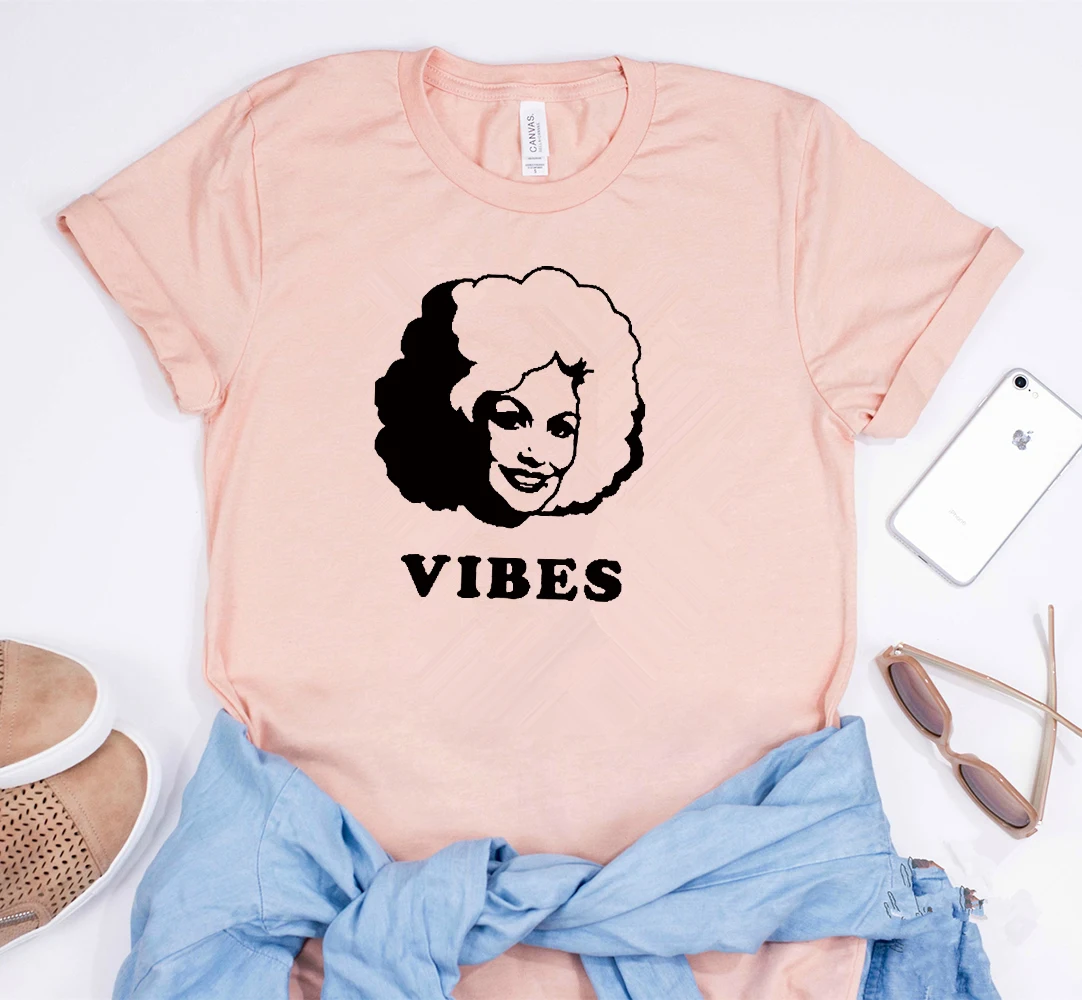 2019 Для женщин Долли футболка Vibes Партон Графические футболки кантри изящная