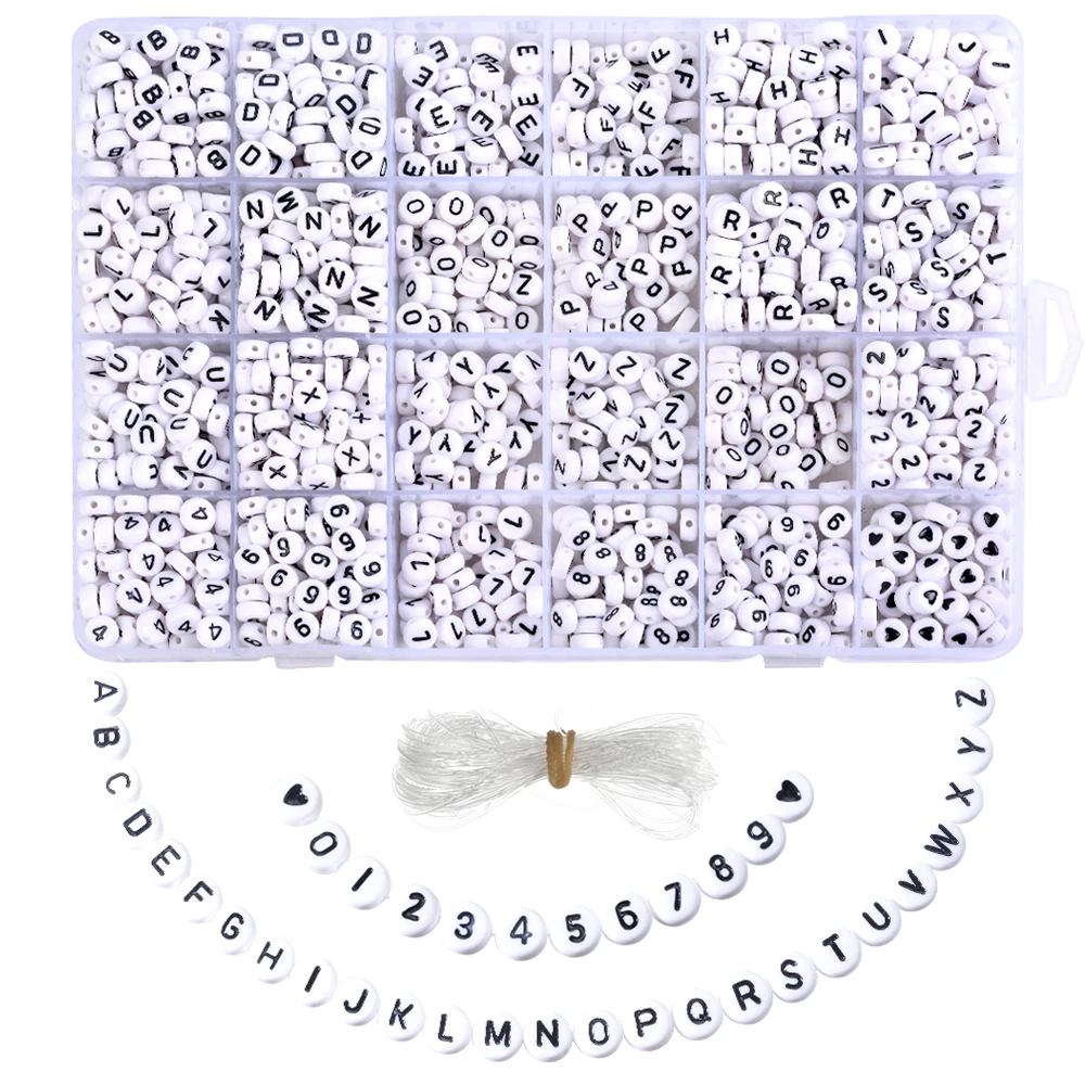 1850 шт. акриловые круглые индивидуальные бусины в виде букв и цифр|Бусины| |