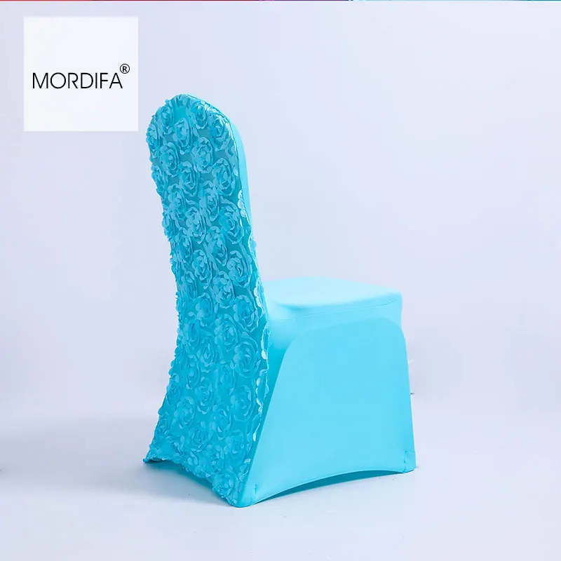 Украшенные цветами chaircovers стрейч розетка вышивка Необычные Royal Blue Обеденный