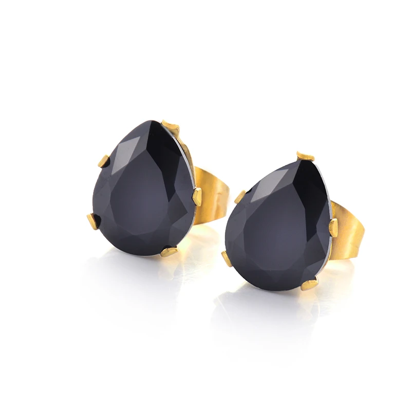 7*9MM Gold Color Stainless Steel Stud Earring Sets For Women 7 Colors Zircon Crystal N20 | Украшения и аксессуары