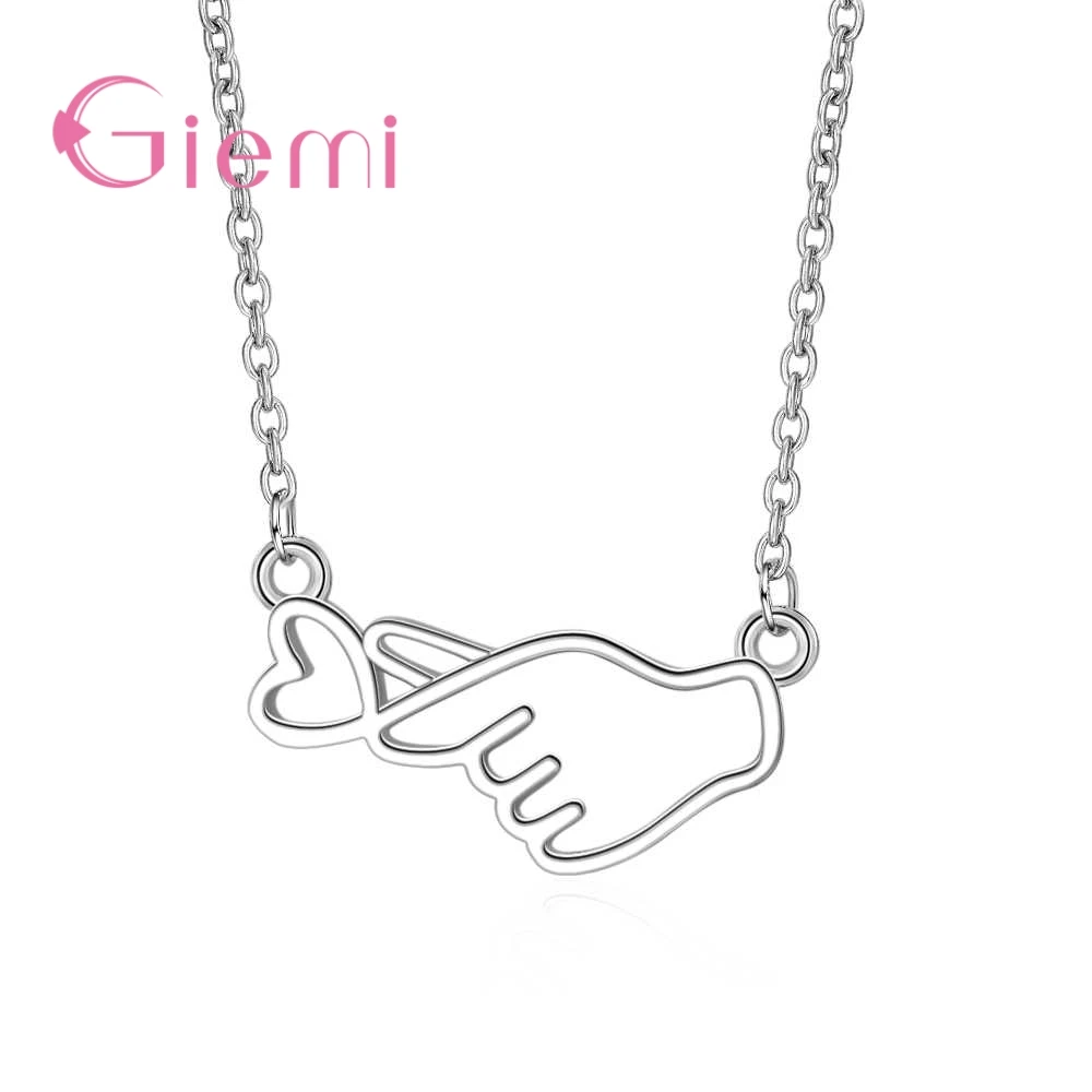 

New Trendy Hand&Heart Pendant Necklace Exquisite Popular Jewelry For Women 925 Sterling Silver Original Brand Popular Gift