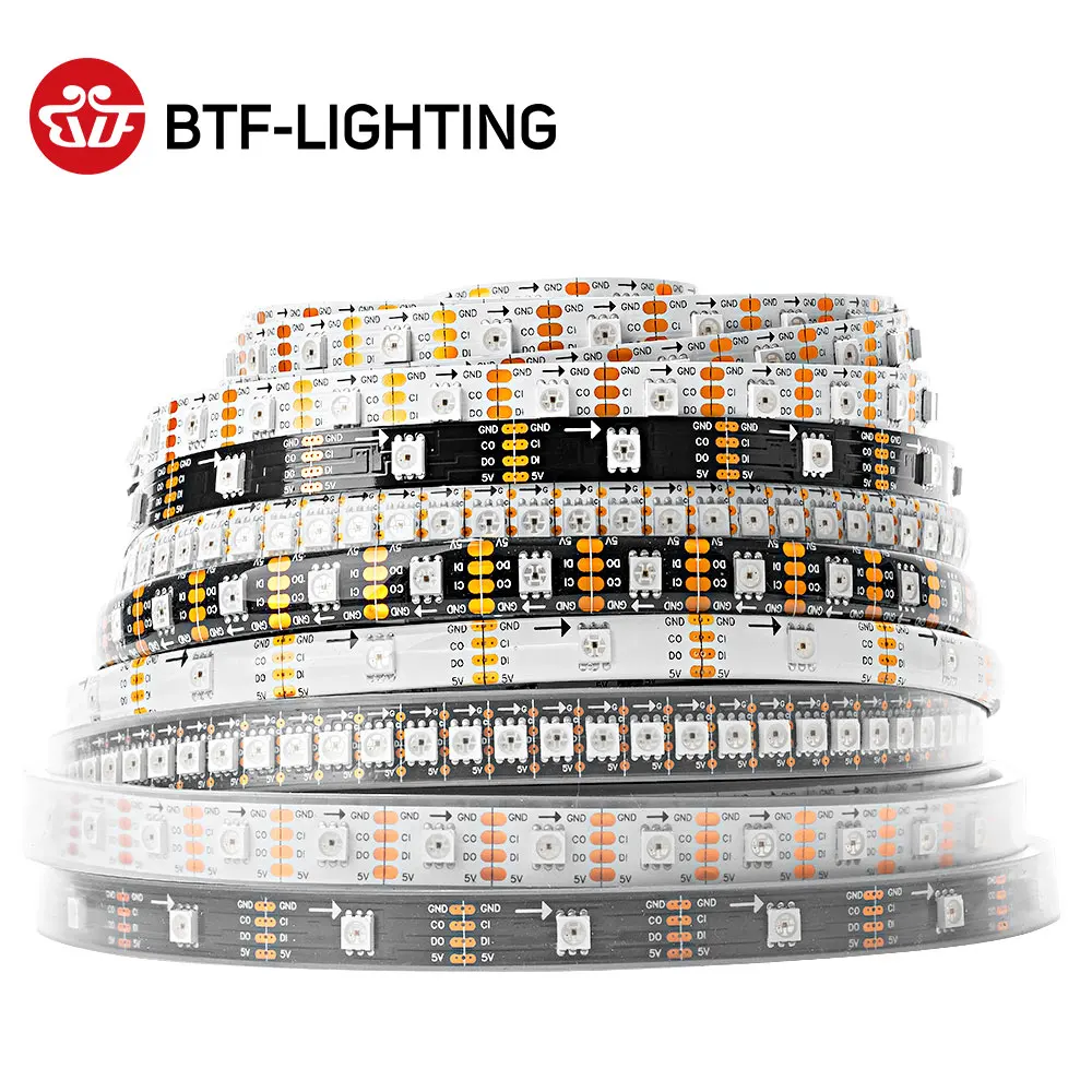 Фотообои SK9822 с RGB-подсветкой, аналогичные APA102, 1 м, 5 м, 30, 60, 144 дюйма, зеркальные данные и часы, индивидуально адресуемые IP30, 65, 67, DC5V