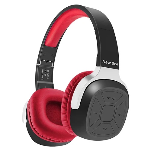 Red Новинка, наушники Bee, беспроводные, Bluetooth, проводные, 3,5 мм, складные, стерео, спортивные наушники с микрофоном, NFC, для компьютера, телефона, телевизора - Цвет: Red
