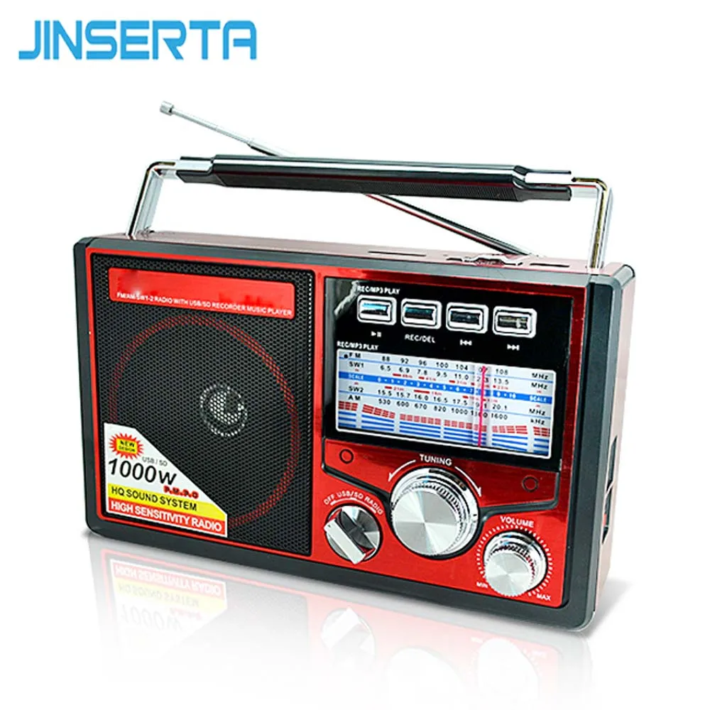 Радиоприемник JINSERTA FM/AM/SW в стиле ретро mp3 плеер с фонариком функция записи