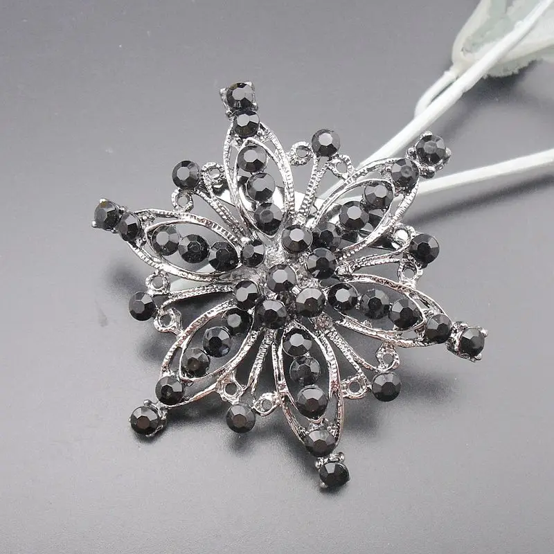 Большая черная Винтажная Брошь Стразы с металлическим покрытием артикул: