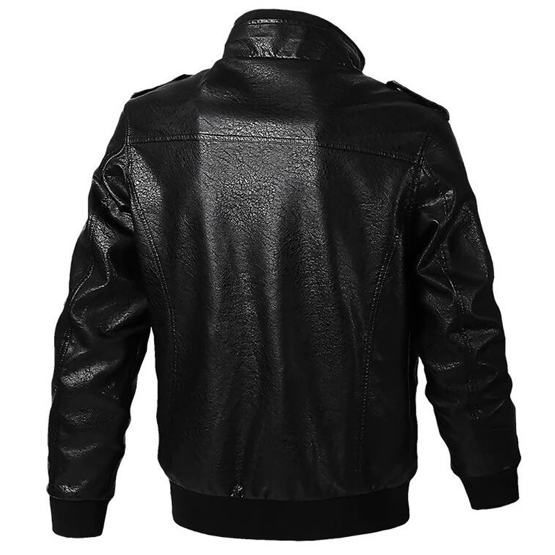 Новая кожаная куртка мужские повседневные винтажные куртки-бомберы байкерские