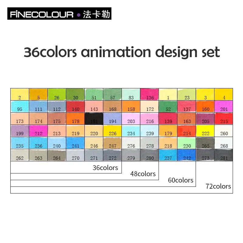36 animation design Finecolour EF102 Кисть мягкая на спиртовой основе художественные маркеры двойной наконечник цветной эскизный маркер 36 48 Набор для рисования художественные принадлежности - Цвет: 36 animation design