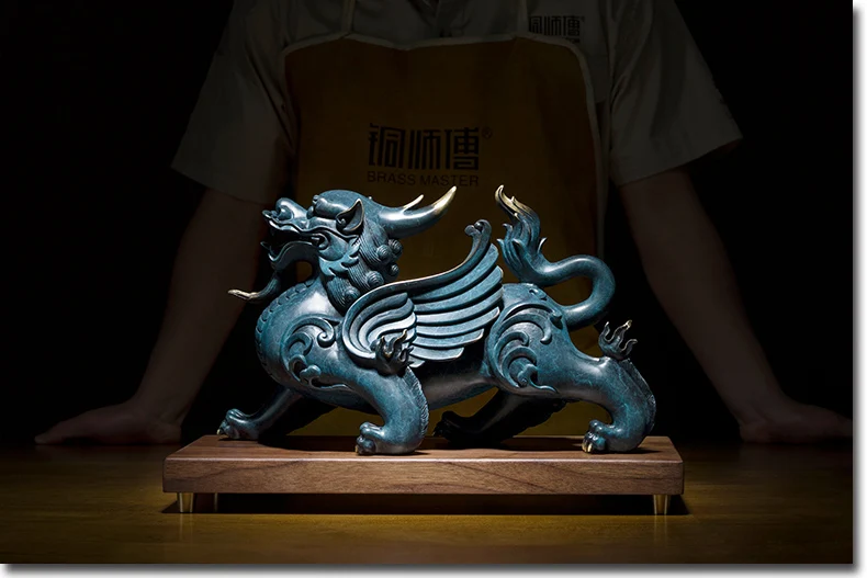 Günstig Große 2021 Globale Limited Edition Blühendes Geschäft Gute Luck MÄNNLICHEN Drachen PI XIU Farbe Messing Skulptur Hause Büro Kunst Ornament