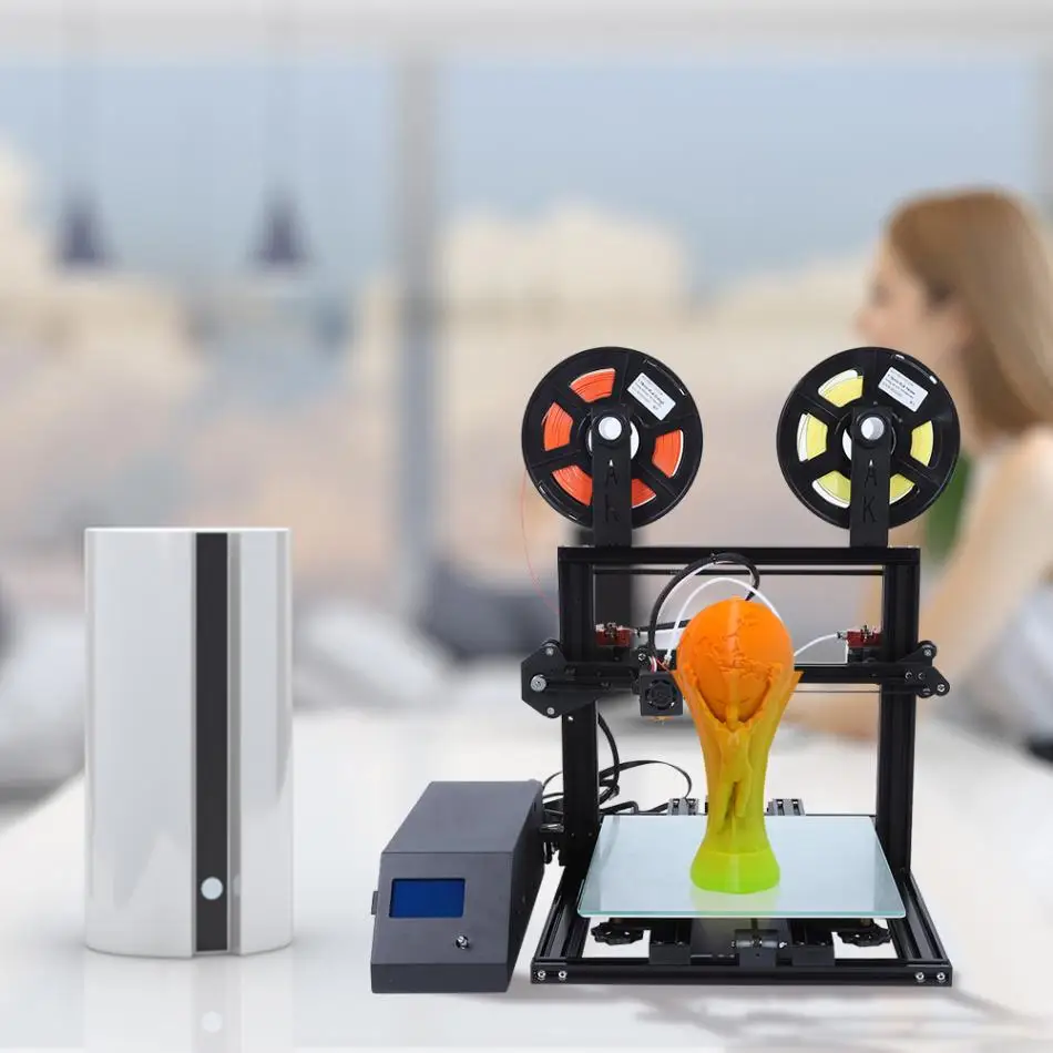 Двойной Экструдер 3d принтер двухцветная печать 3d принтер DIY набор Быстрая 100 мм/сек. 0,4 мм диаметр сопла 3d принтер высокого качества
