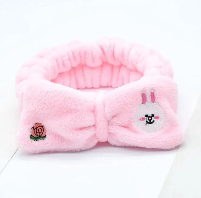 1 Piece Comfortable Cute Duck Children Girl Bowknot Spa Bath Shower Make Up Wash Face Cosmetic Headband Hair Bands - Цвет: Rabbit
