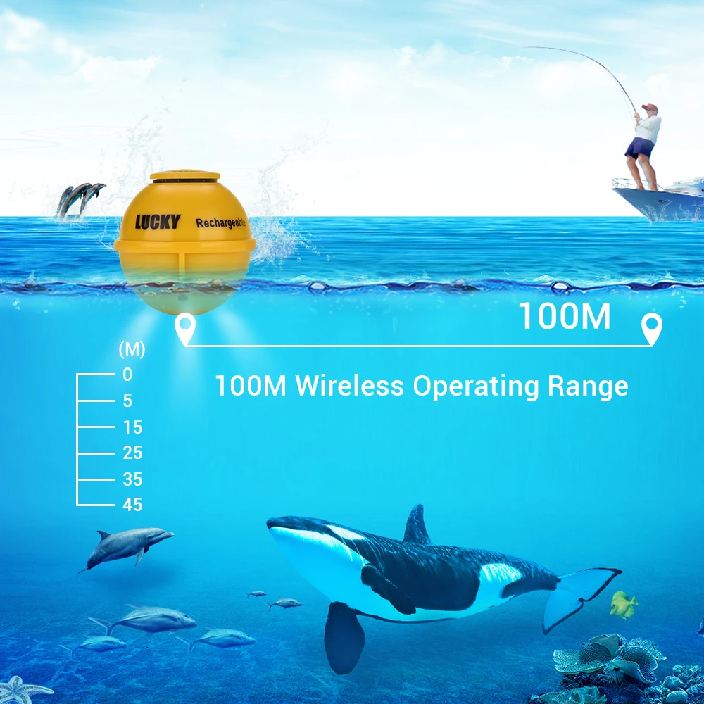 LUCKY FF718LiC WLA портативный рыболокатор 45 м/147 футов беспроводной гидролокатор