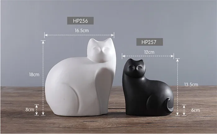 Креативные керамические фигурки животных фигурка белого и черного кота