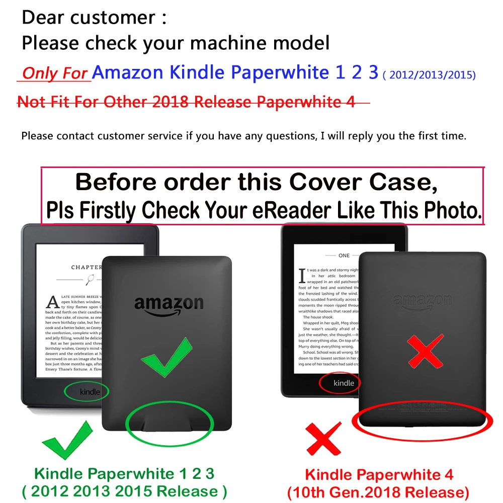 Кожаный ТПУ силиконовый чехол для Kindle Paperwhite 1 2 3 (выпуск 2012 2013 2015 модель: DP755DI)