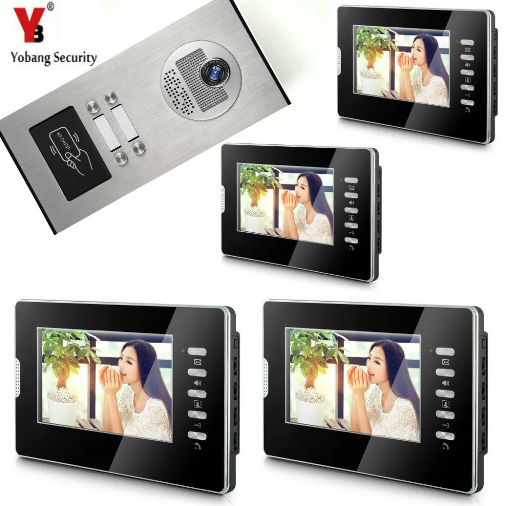Yobang Security 7 Inch Screen Access Control Entry Smart RFID IR Camera Video Doorbell Intercom Door phone System For Household |