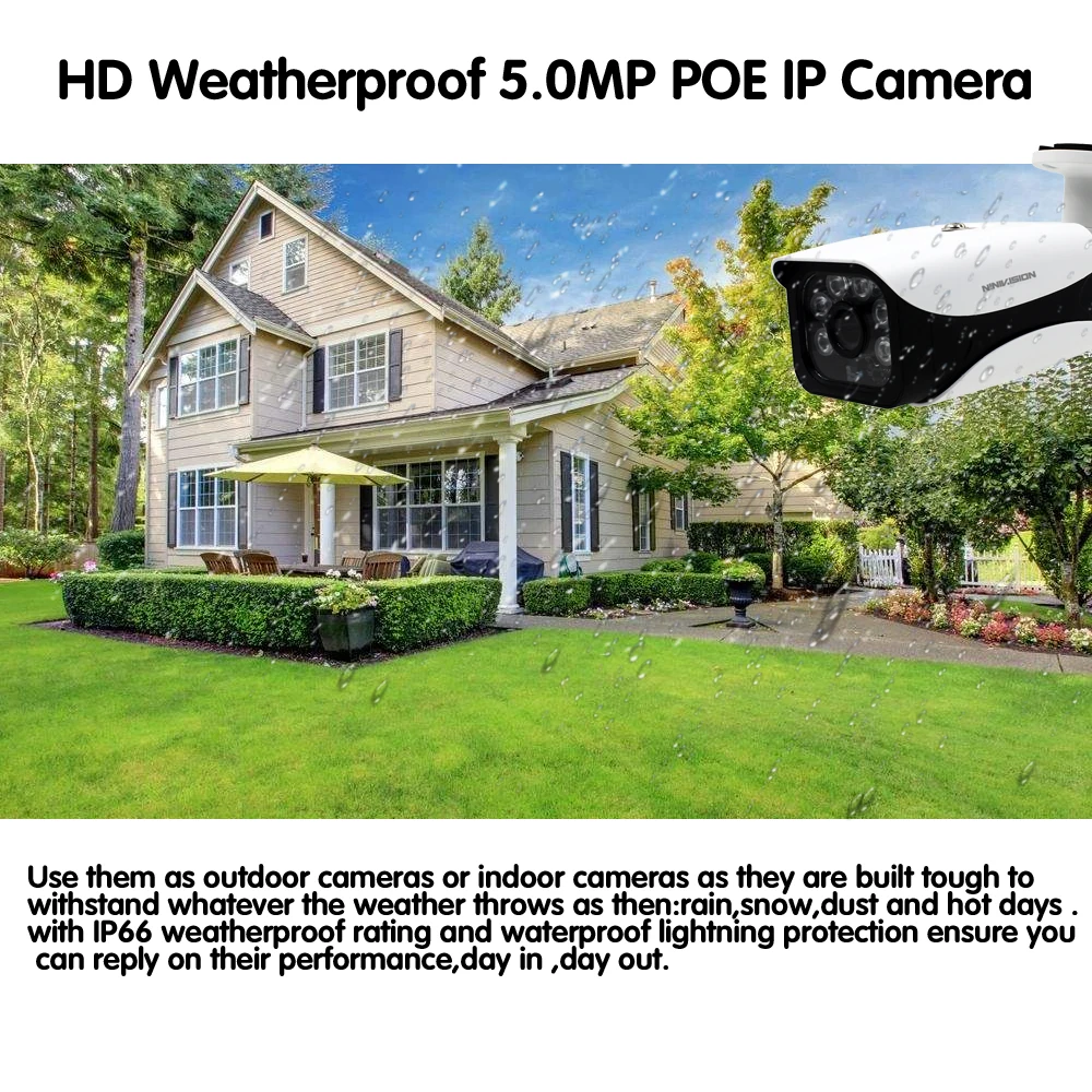 H.265 8CH 48V 4CH 5MP POE CCTV система 5.0MP IP POE наружная Водонепроницаемая металлическая камера 2560*1920 комплект видеонаблюдения