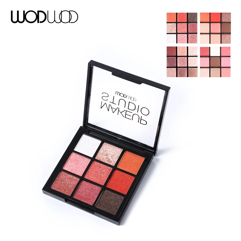WODWOD Make Up Pallete 9 цветов Палитра теней для век Матовая мерцающая пудра Красные Тени для век Блеск водостойкая косметика