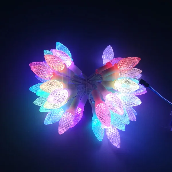 50 узлов адресуемых RGB C9 DC12V WS2811 светодиодные рождественские пиксели гирлянда свет