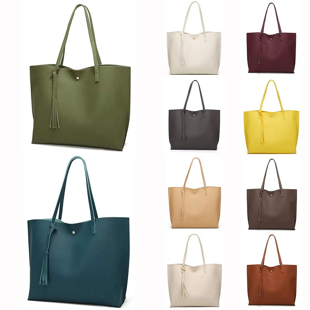 35 # Простые Модные женские сумки кожаная одноцветная подвеска с кисточкой