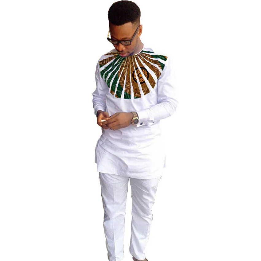 Модный комплект одежды для мужчин с принтом в африканском стиле из топа и штанов