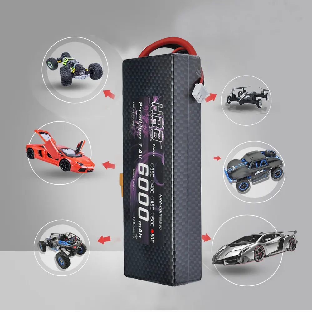 Аккумулятор HRB RC Lipo 7 4 В 11 1 14 8 в 6000 мАч 60C с разъемом XT60 T Deans TRX EC5 XT90 Жесткий Чехол для
