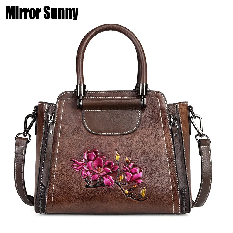

Women's Handbags For Retro Hand-brushing Fashion Single Shoulder Crossbody Bags Ladies' Handbags With Head Layer Cowhide Leather