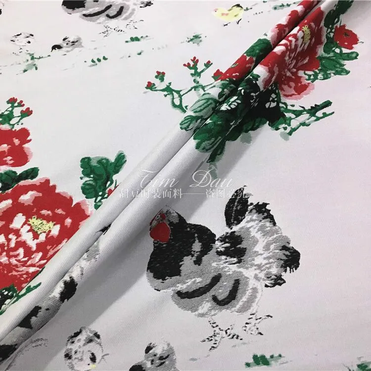 Peony flower jacquard brocade fabric high-grade yarn-dyed dress polyester wholesale cloth | Дом и сад