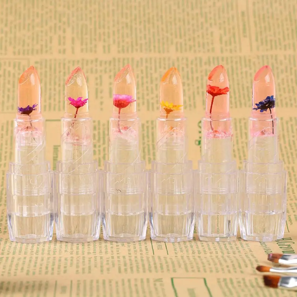 Сексуальный бальзам для губ Желейный с цветком меняющий цвет увлажняющее