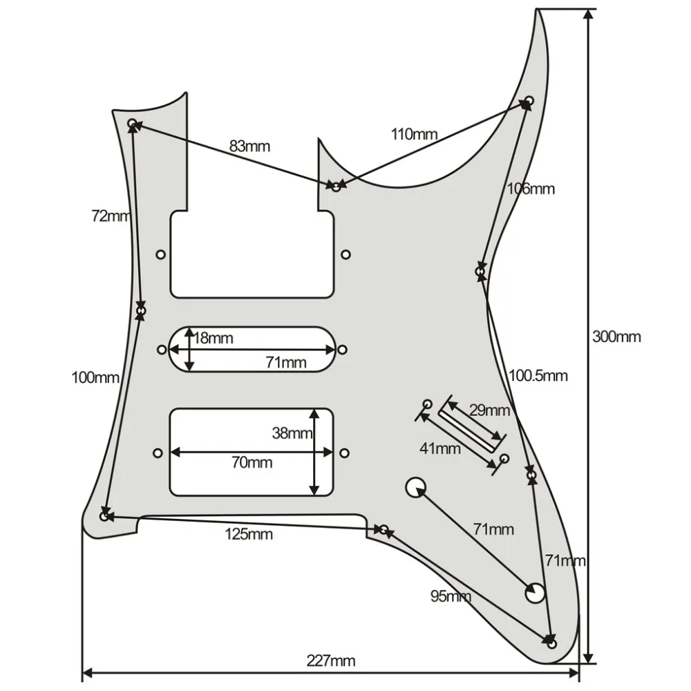 FLEOR 9 отверстий для электрогитары Pickguard HSH Scratch Plate w/Винты RG 7V Style гитары серебряное