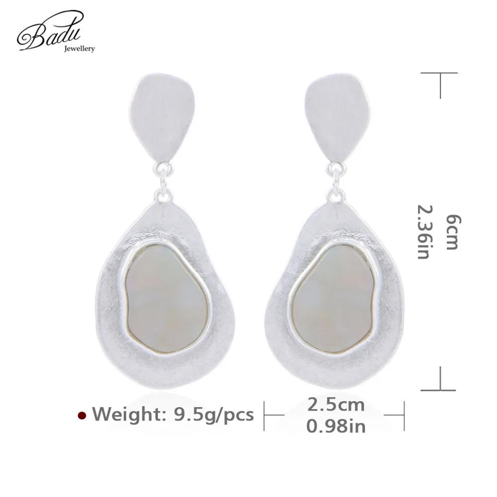 

Badu Women Vintage Earring Gold Metal Dangle Drop Earrings Natural Stone Insert 2019 New Fashion Jewelry Wholesale