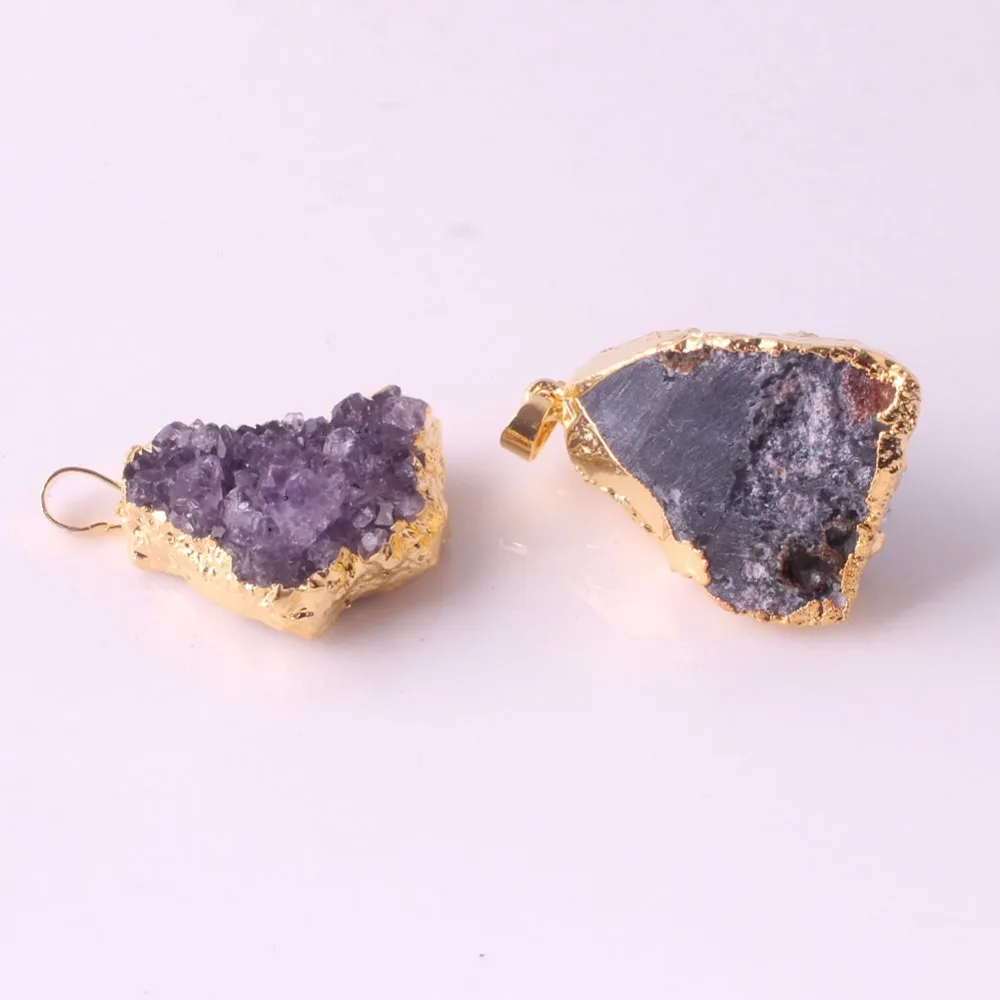Цепочка с подвеской из натурального аметиста 1 шт.|quartz geode|stone pendantstones healing |
