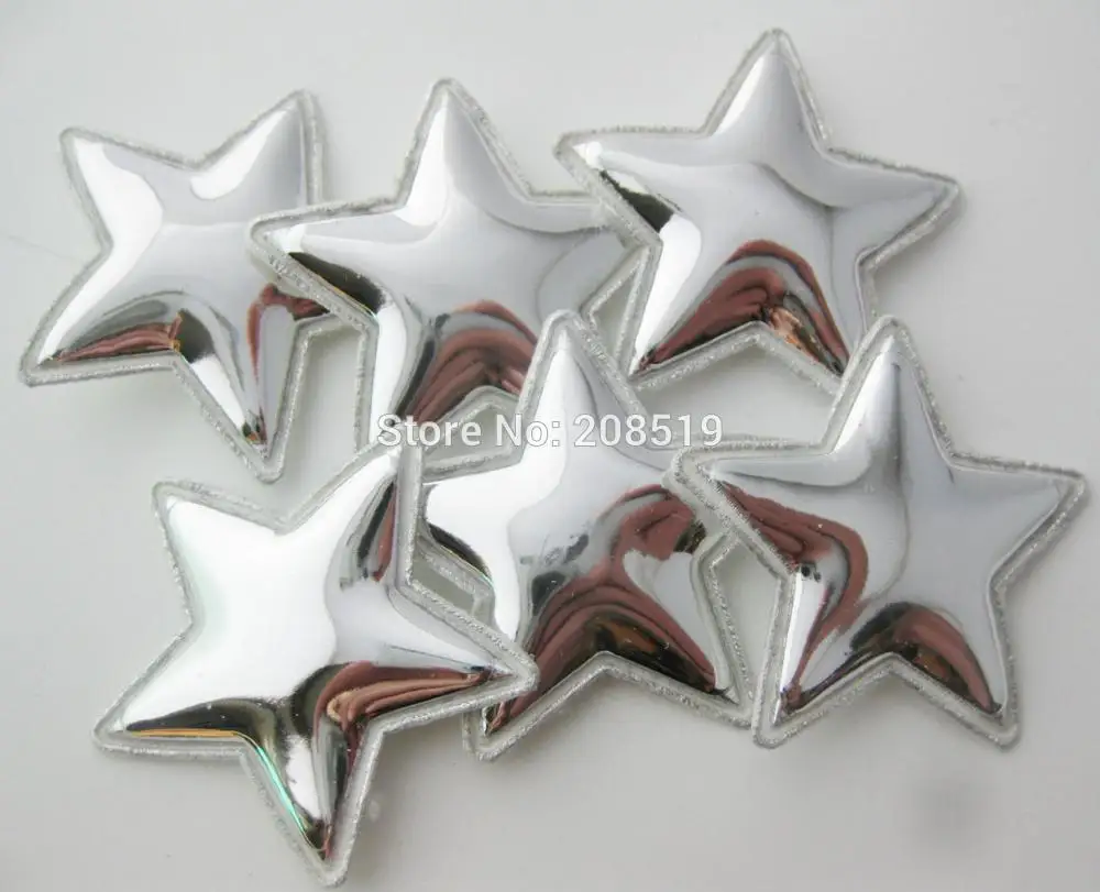 silver as show PANVNO блестящая поверхность ремесло мягкие аппликации 120 шт./лот 38 мм Звезда Форма заколки для волос DIY fit - Цвет: silver as show