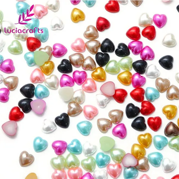 Mixed colors 144pcs Lucia crafts 48 шт/144 шт 10 мм плоские с оборота полусердечки имитация жемчуга бусины ABS для DIY ручной работы украшение для альбома F0302 - Цвет: Mixed colors 144pcs