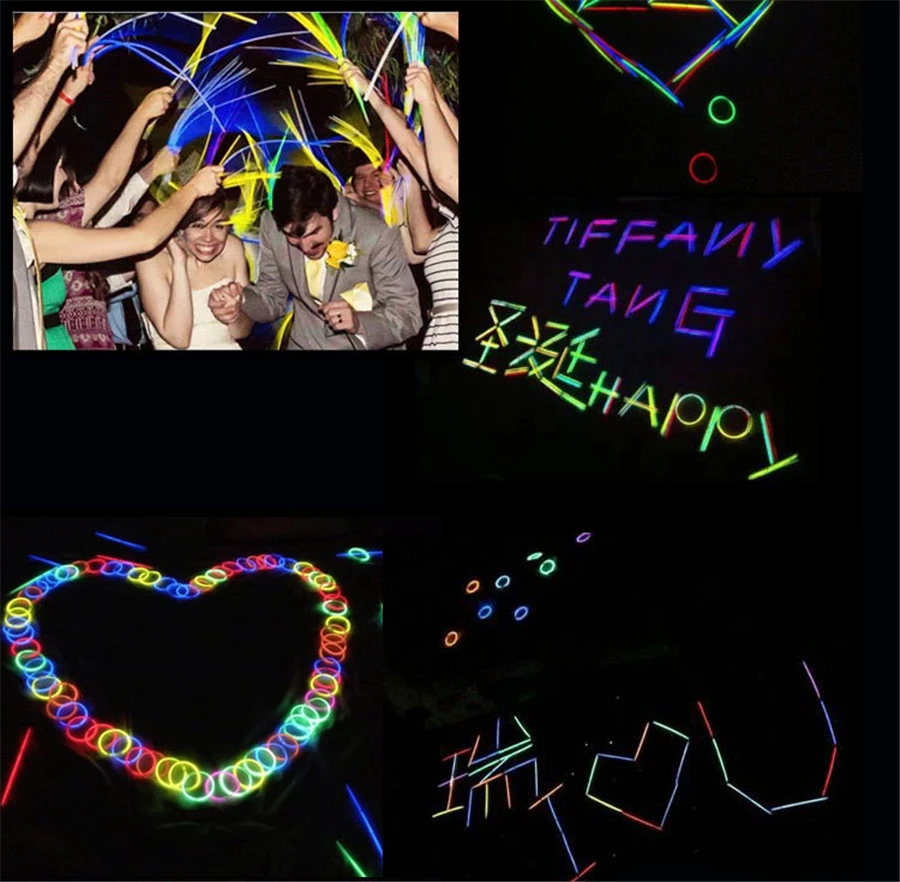 100 Pcs Party Neon Glowstick Light Stick Kids Funny Glow Toys in the Dark Fluorescent Bracelet Toy For | Дом и сад