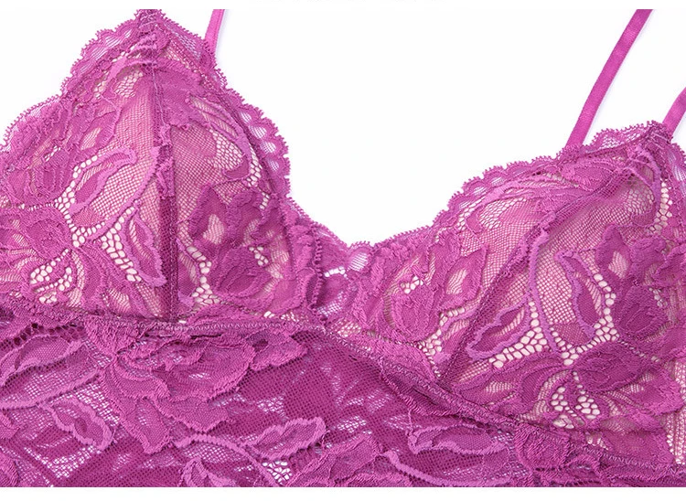 3 colors wireless floral lace comfortable sleepwear women sexy underwear set deep-v pull-over ultrathin lash bra and panty sets
