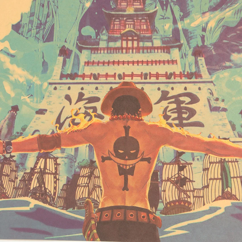 TIE LER one piece Ace плакат мультяшный комикс крафт-бумага кафе бар Домашний Декор Картина Настенная Наклейка 50,5x35 см