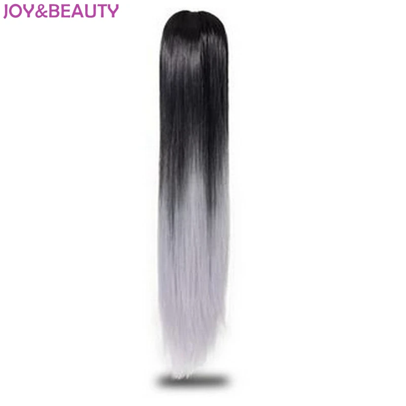 JOY& BEAUTY волосы черный серый Омбре синтетические волосы длинные волнистые коготь хвосты 2" 55 см конский хвост термостойкие