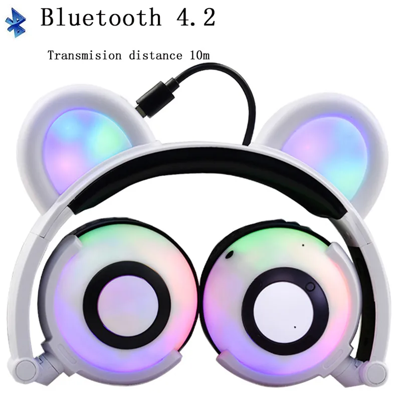 BL109-white Bluetooth-наушники Беспроводные наушники для детей LIMSON Bear Ear Heads LED Light Мигающий 3,5-мм штекерный кабель с микрофоном, совместимый с электронным устройством BL109 - Цвет: BL109-white