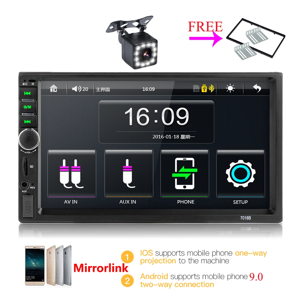 2 din стерео 7 "HD автомобильное радио Bluetooth FM аудио MP5 плеер mirrorlink 2din Авторадио